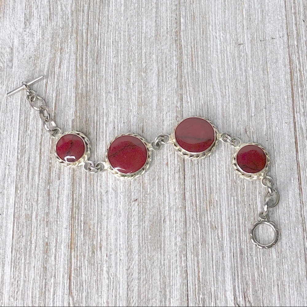 Handmade Silver & Genuine Stone Link Bracelet